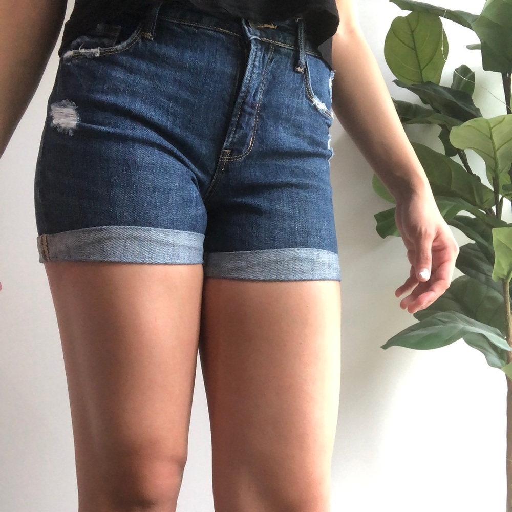 High-Waisted dark blue denim jeans